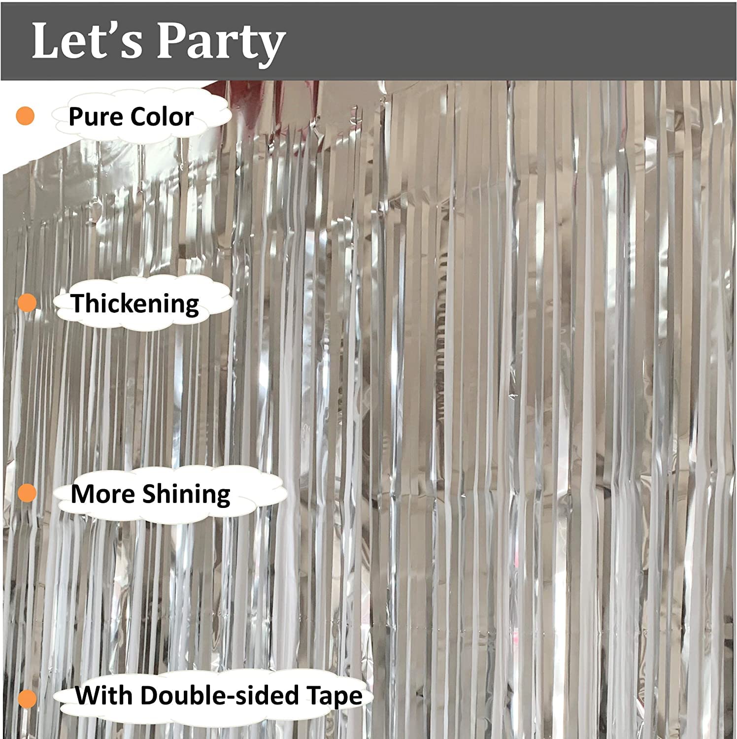 Specialyou Foil Backdrop, Silver Metallic Tinsel Fringe foil Curtain 6ft*3ft for Birthday Decoration, Wedding, Engagement Party, Bachelorette, Christmas Party Decoration- Pack of 3 Item 2