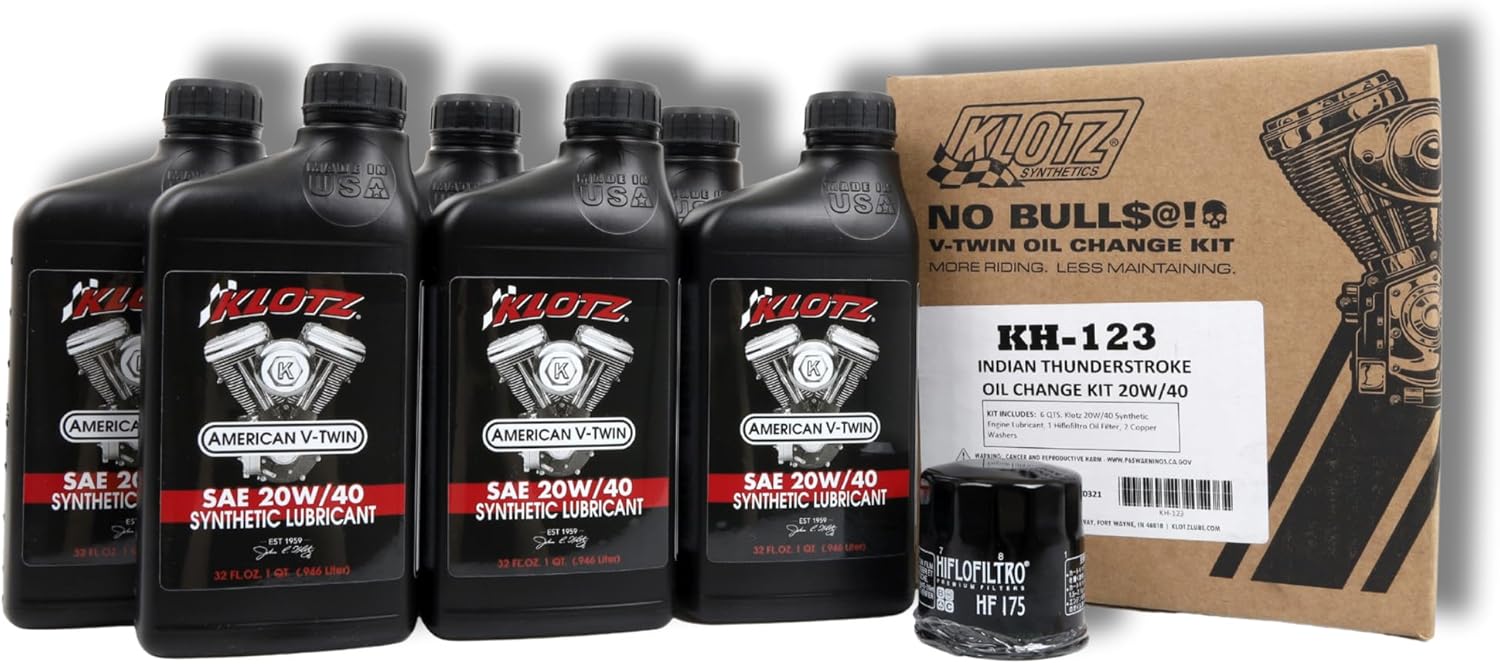 Klotz 5 Quart 15W-60 Synthetic Oil Change Kit for Indian™ PowerPlus Motorcycle