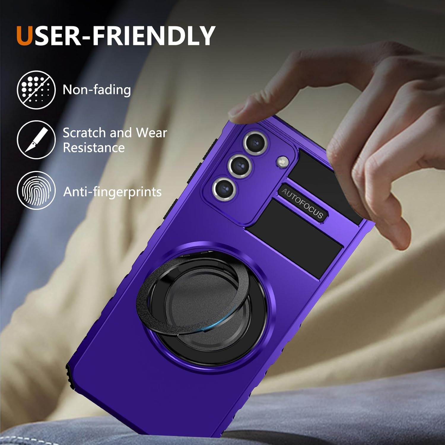 360° Rotating Magnetic Suction Protective Case for Samsung Galaxy S21, Mobile Phone Holder [Support Car Mount] Shockproof Protective Phone Cover Cases, Purple