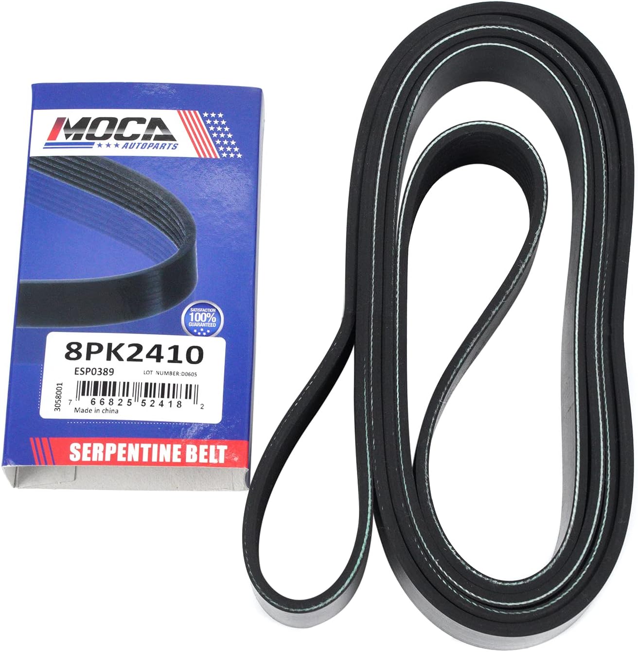 MOCA 8PK2410 Serpentine Belt fit 2010-2021 for Lexus Gx460 4.6L, 2008-2021 for Lexus Lx570 5.7L, 2008-2021 for Toyota Land Cruiser 5.7L, 2008-2021 Sequoia 5.7L, 2008-2021 Tundra 5.7L