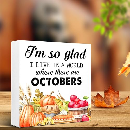 Miniatura 5 de Letreros de madera con bloques de madera para decoración de otoño de granja, decoración de caja de madera para el hogar, dormitorio, oficina,