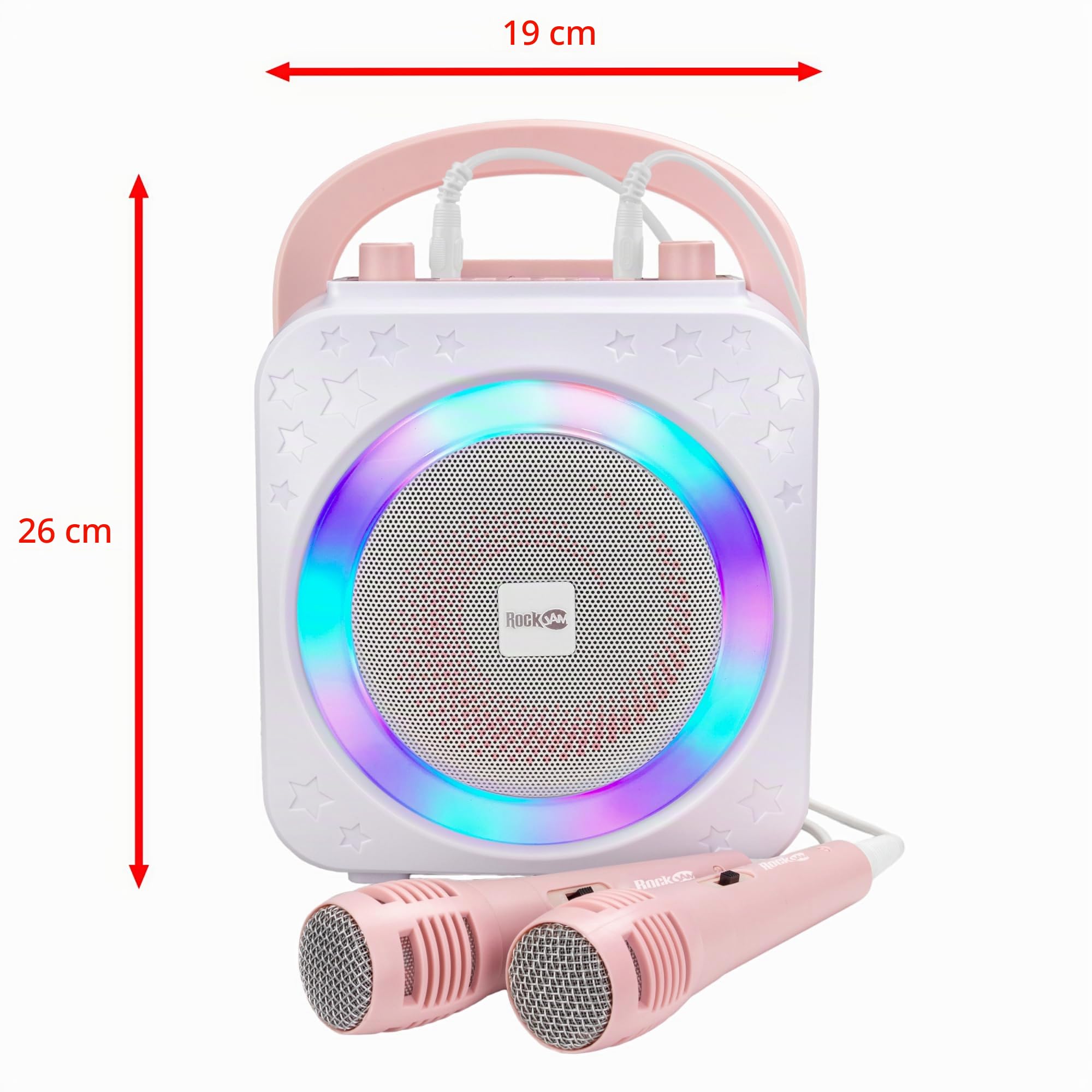 Macchina per karaoke RockJam GRWM con due microfoni - Oro rosa