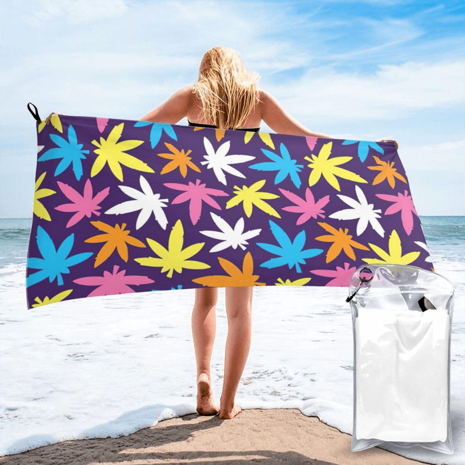Serviette de bain séchage rapide et ultra absorbante motif herbe pour le sport