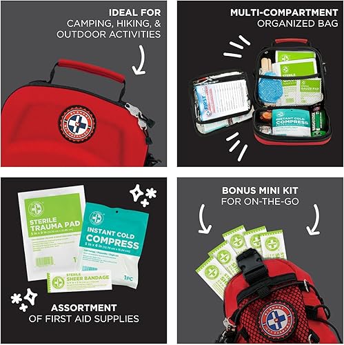 Miniatura 6 de Be Smart Get Prepared Kit de primeros auxilios de emergencia de 398 piezas + mini kit adicional incluido: ideal para oficina, hogar, automóvil,