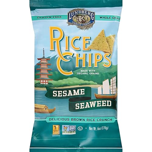 Lundberg Family Farms - Chips de arroz con algas marinas de sésamo, caja de 12 – 6 onzas