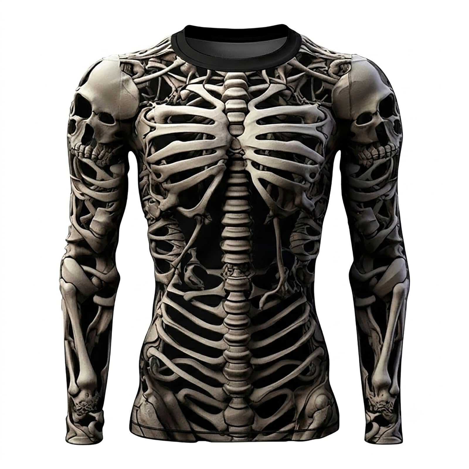 Mens Halloween Skeleton Shirts Crew Neck Long Sleeve 3D Print Graphic T Shirt Novelty Holiday Party Costumes Funny Pullover, Z03-Black, M โ image 1
