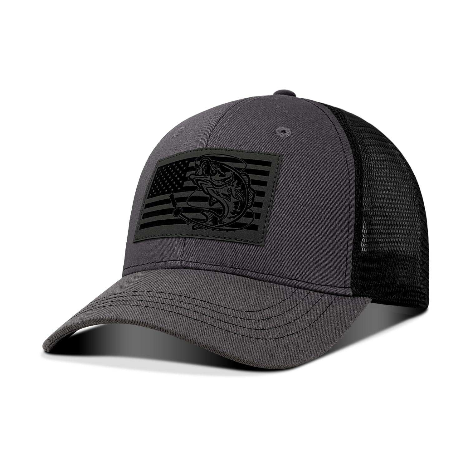 Fishing Hat Fishing Gifts for Men, Bass Fish Flag Hats, Fishing Gear Accessories Stuff, Adjustable Fishing Trucker Hat