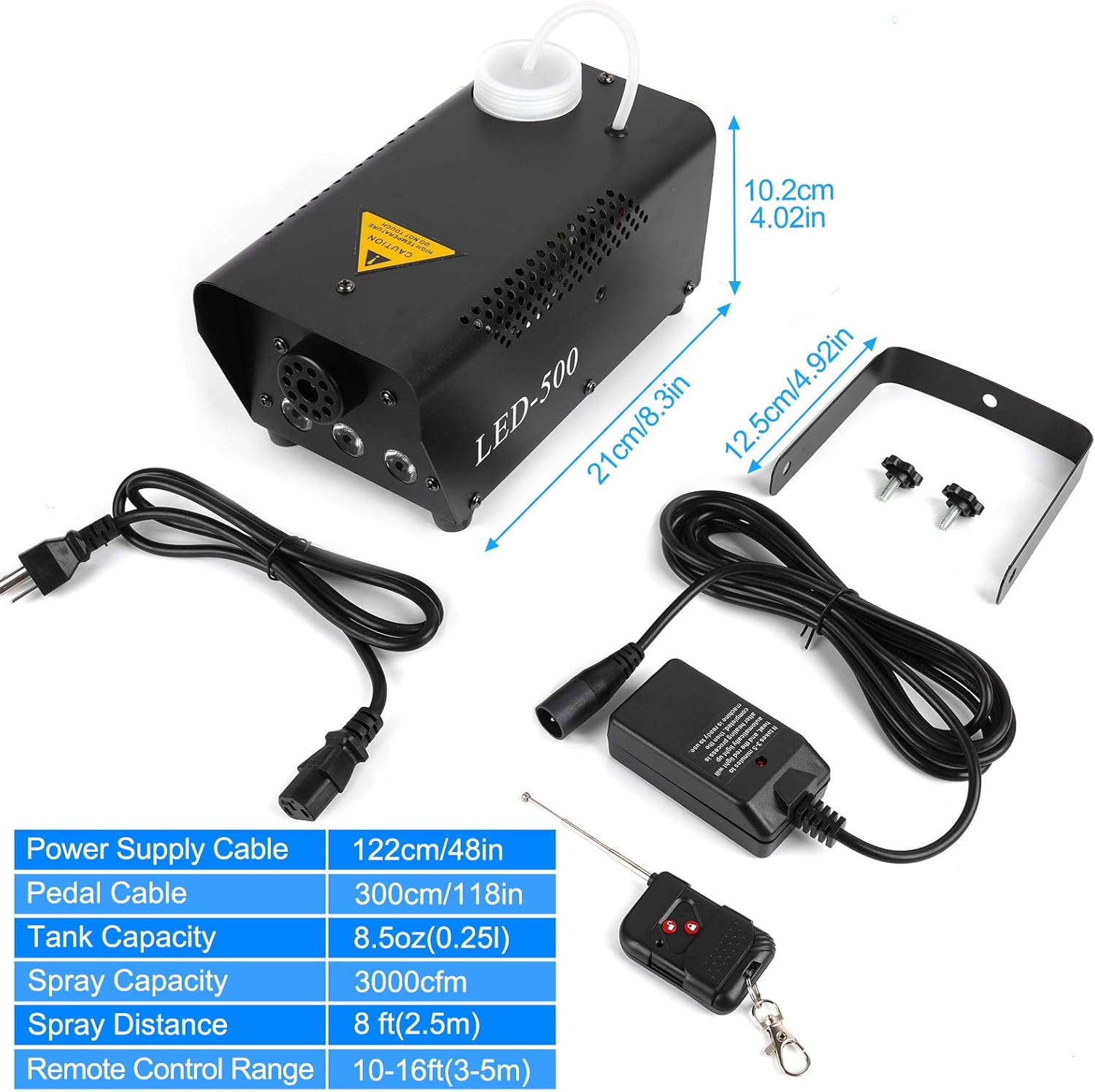 Fog Machine, Vangoa LE-500W Smoke Machine with 3 RGB LED Lights, Wireless Remote Control, Portable & Fast Heating, 0.25L Capacity : Musical Instruments
