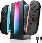 JSAUX EnergyFlow Charging Dock for Nintendo Switch 2 Joy Con Controllers, 4-in-1 RGB One-Touch Charger Station LED Indicator, Accessories with 5FT USB C Cable Compatible with Switch2 Joy Con | Charge 4 Controllers at Once, Magnetic Docking, RGB Light