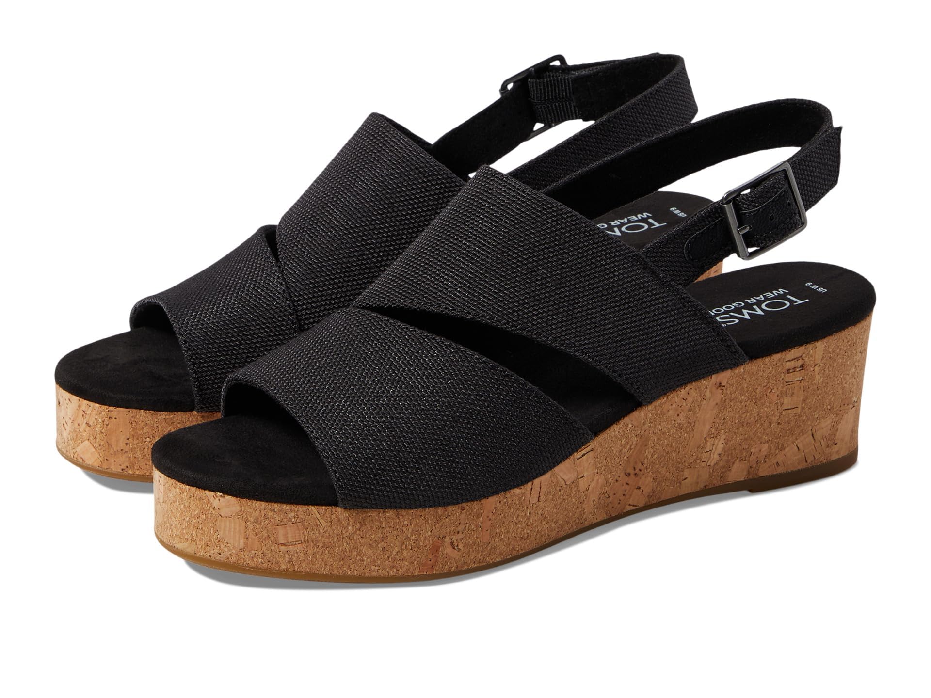 TOMS Women's Sling-Back Wedges - Stylish Platform Sandals with Eco-Friendly OrthoLite Insoles and Adjustable Buckle