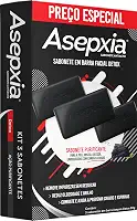 Kit Asepxia Sabonete Em Barra Facial Detox Com Carvão Ativado Antiacne Para Pele Oleosa, Limpeza Profunda E Controle Da Oleosidade, Purifica E Remove Cravos, 80g, 3-Pack