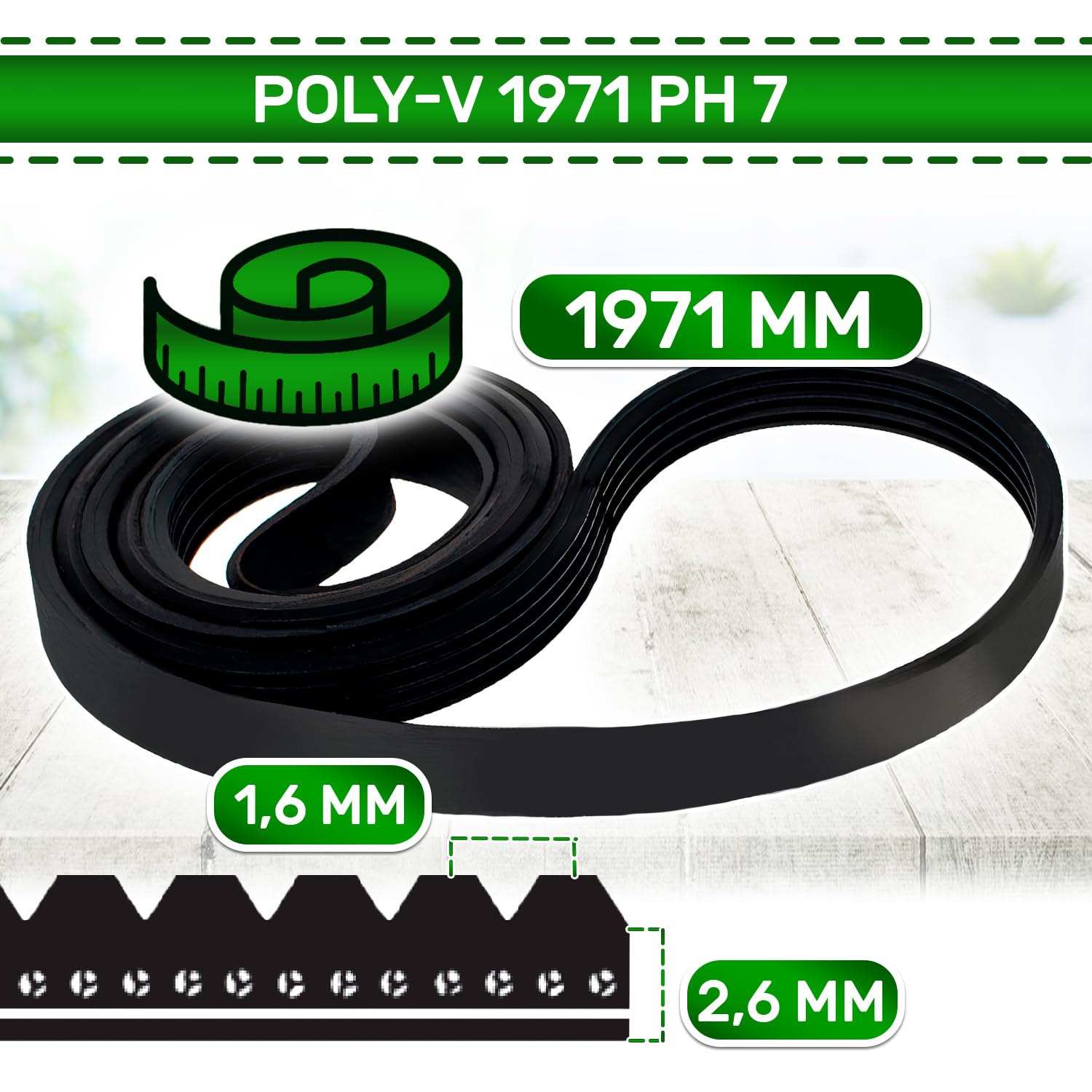 Cinghia Asciugatrice Universale Poly-V 1971 PH 7 - Compatibile Con AEG, Bosch, Siemens - Garanzia 5 Anni - Foto 7