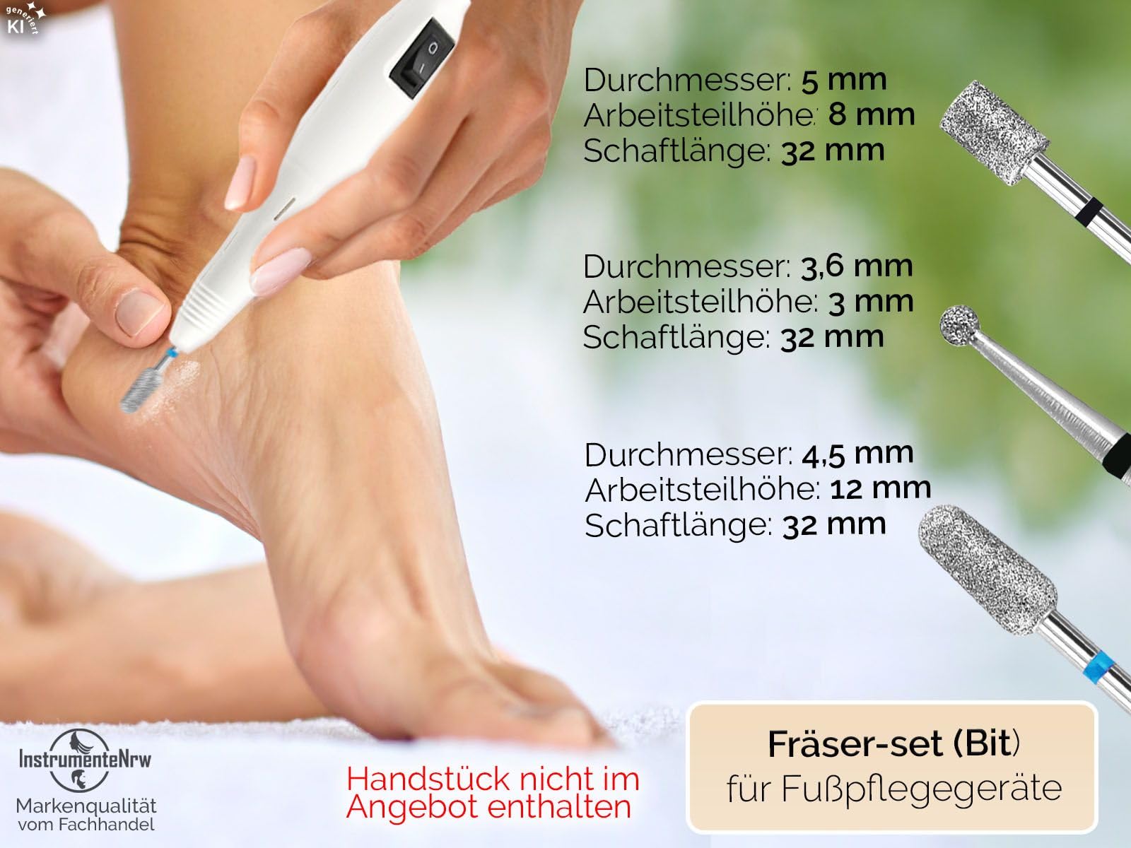 Diamantfräser Fußpflege Set Hornhaut Fräser Nagelfräser Bit-Set 7-teilig | Nagelfräser Bit Set Box für Ihre elektrische Maniküre und Pediküre. Zum einfachen Entfernen der Hornhaut von zu Hause aus