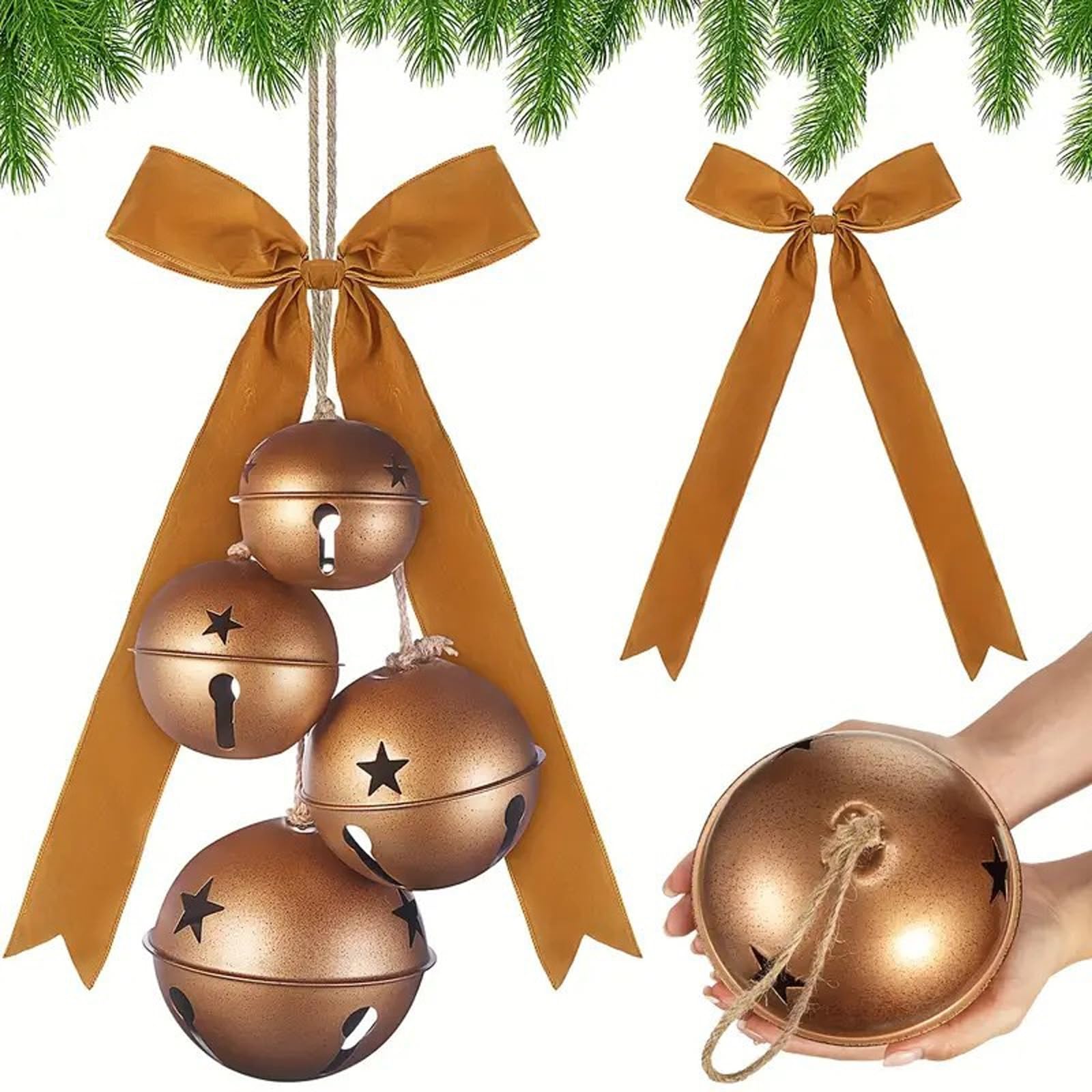 KAQNTUD Iron Bells Holiday Decoration Hanging Ornament for Christmas Tree Wreath Mantle Window Party Centrepieces Iron Holiday Ornaments