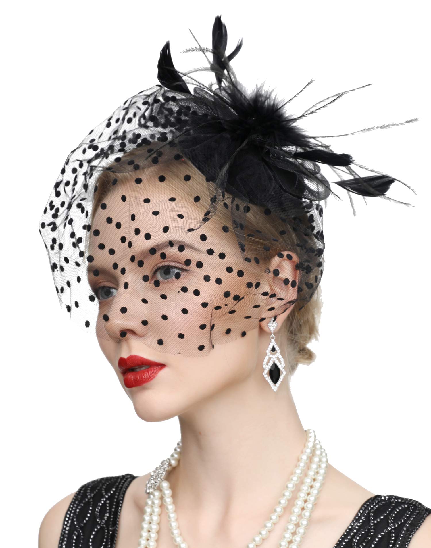 Cizoe Fascinators Hats 20s 50s Hat Pillbox Hat Cocktail Tea Party Headwear with Veil for Girls and Women