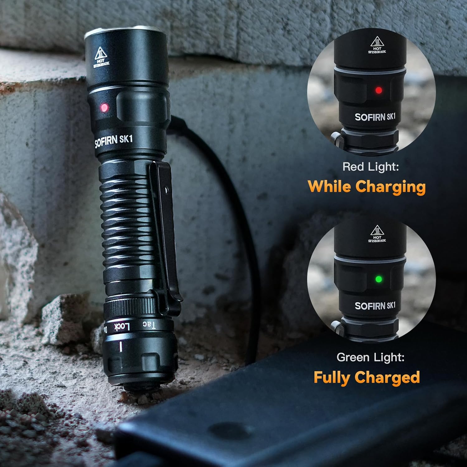 Sofirn SK1 Tactical Long Throw Flashlight, 1571 FT Distance, USB-C Rechargeable Flash Light with IP68 Waterproof, Rotary Switch Adjusts Tactical, Lockout and Duty Modes for Emergencies Rescue Search