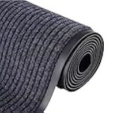 jxgzyy 3'x10' Hallway Runner Rug Commercial Outdoor Carpet Double Stripes Carpet Heavy Duty Front Door Mat Striped Brush Step Welcome Mats with PVC Backing for Indoor Outdoor (Grey)
