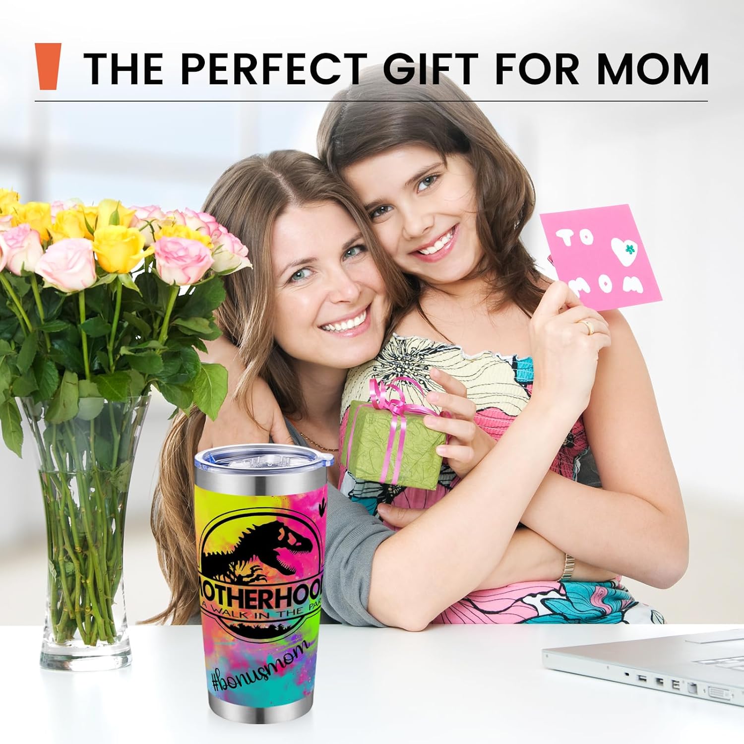 Gifts for Mom Woman 20oz Tumbler with Straws Lid for Woman, Stainless Steel Vacuum Travel Tumbler, Double Wall Insulated Coffee Mug, Gifts For Mom Woman - Image 3