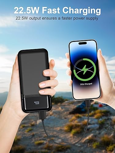 Miniatura 4 de Cargador portátil de 49800 mAh Cargador de teléfono portátil con 3 cables integrados (USB-C, iOS, USB-A), pantalla LED de carga rápida de 22.5 W,