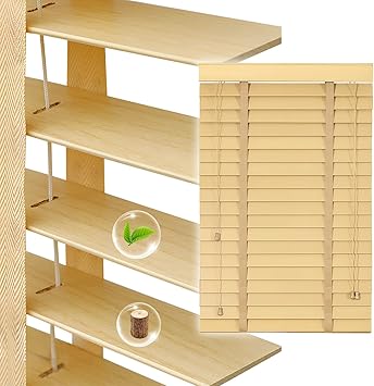 2" Slats Wood Blinds for Indoor Windows, Custom Wood Window Blinds, Wooden Venetian Horizontal Blinds & Shades for Indoor Windows, Office, Living Room, Bedroom