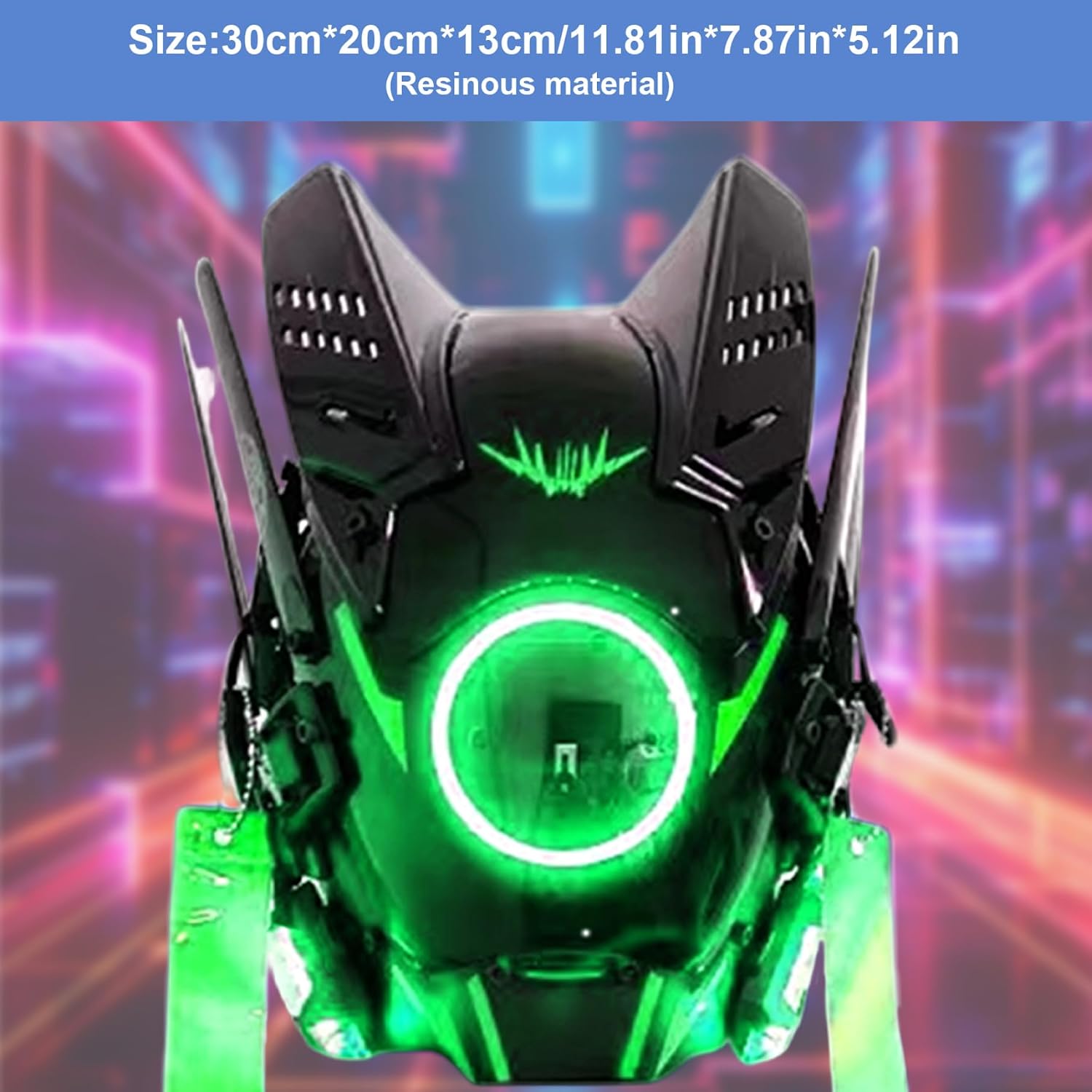 Punk Mask, LED Round Light Cool Helmet, Futuristic Style Cyber Mask Techwear For Party Music Festival Cosplay image 5