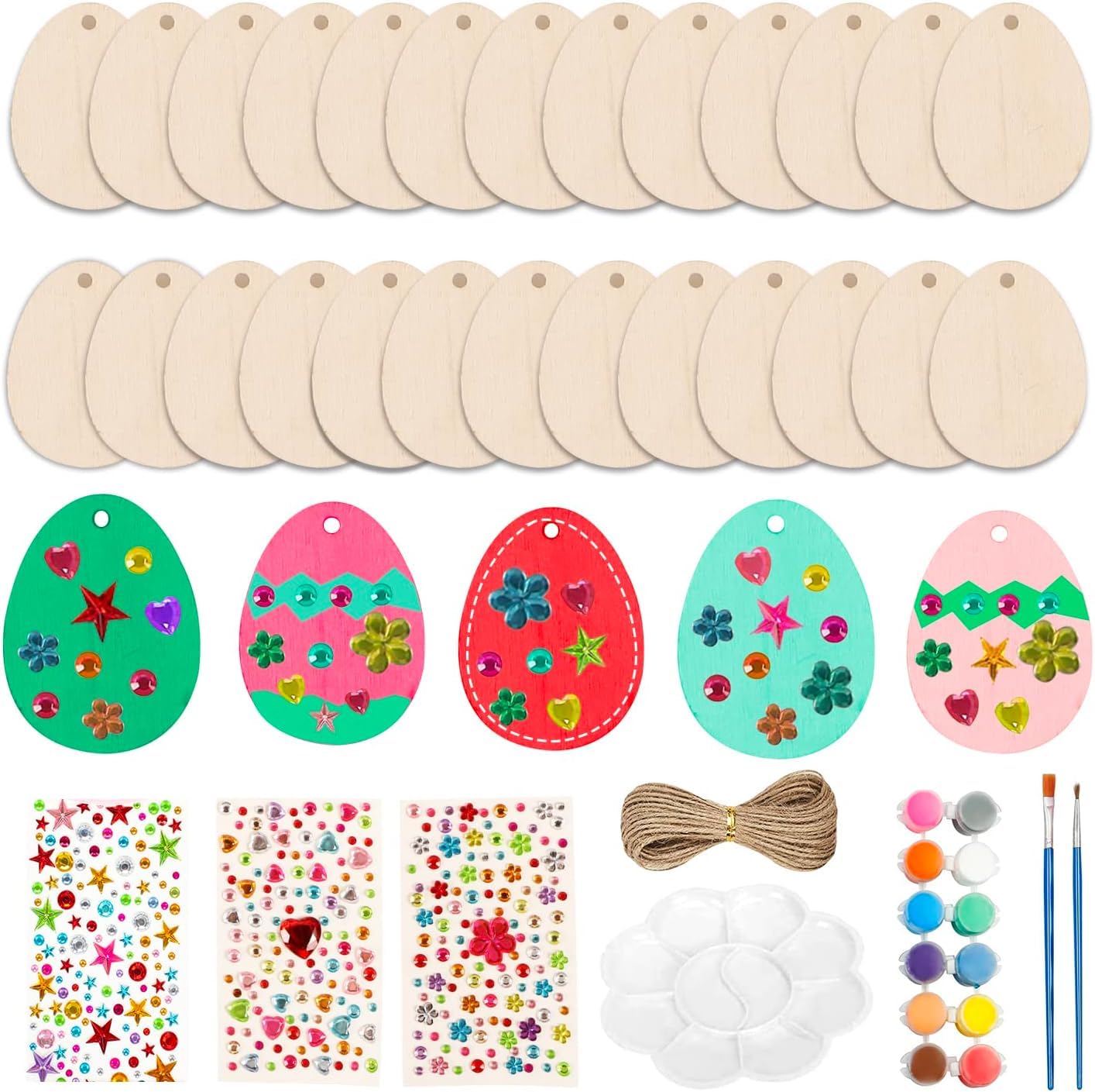 10 Uova Di Pasqua In Legno Da Dipingere - Set Decorativo Fai Da Te Con Matite Colorate E Pennelli, Per Bambini E Decorazione Casa