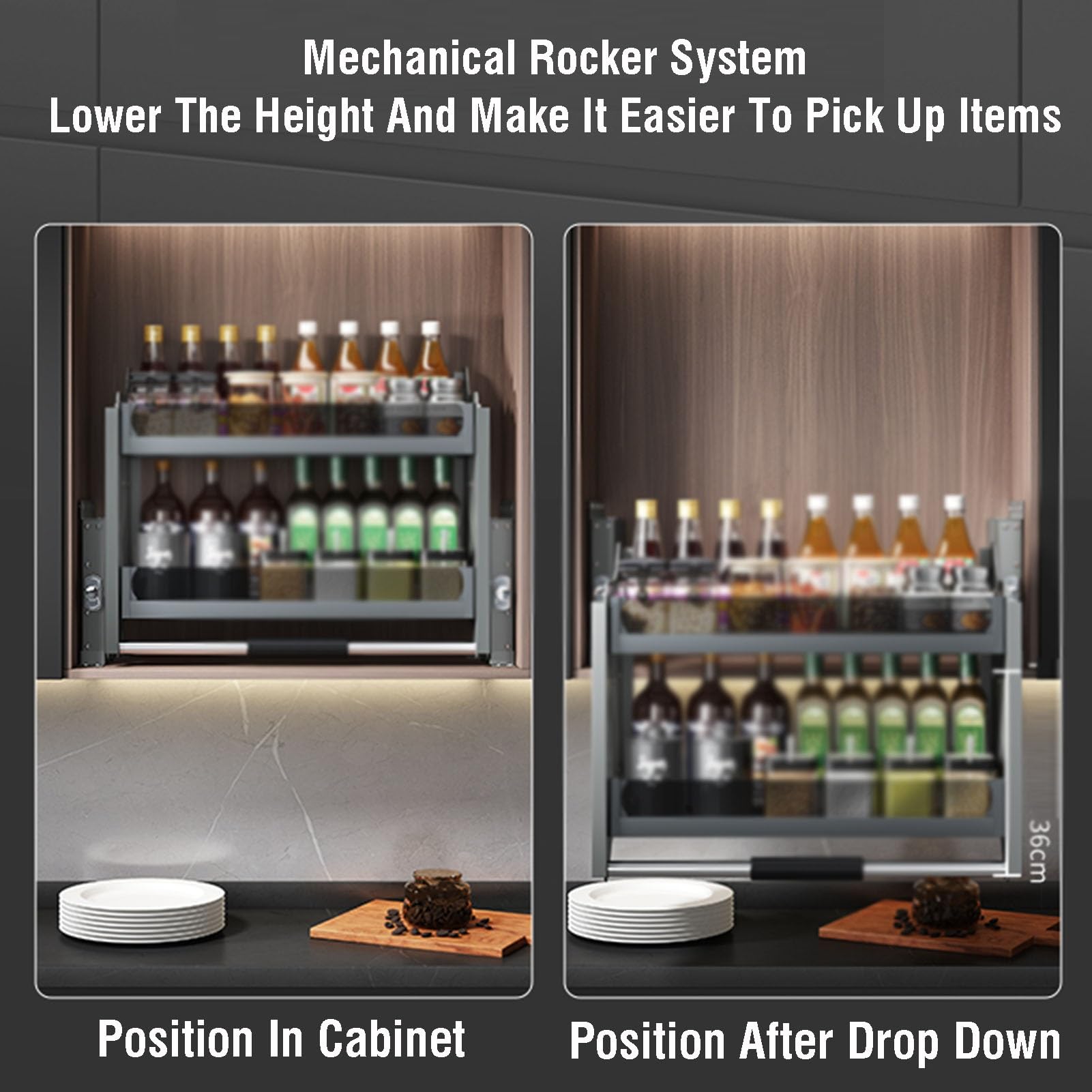 Pull Down Cabinet nizer Regalsystem für Küchengeräte Lift Oberschränke