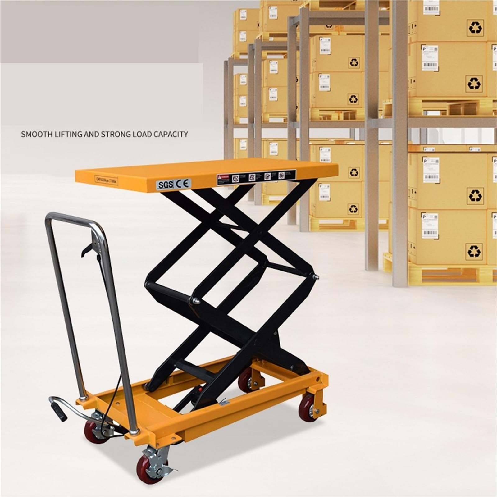 Klappbarer Tischwagen mit hydraulischem Hub und hydraulischem Scherenwagen. Manuelle Doppelscherenhebebühne for den Materialtransport(350KG 1.3M)