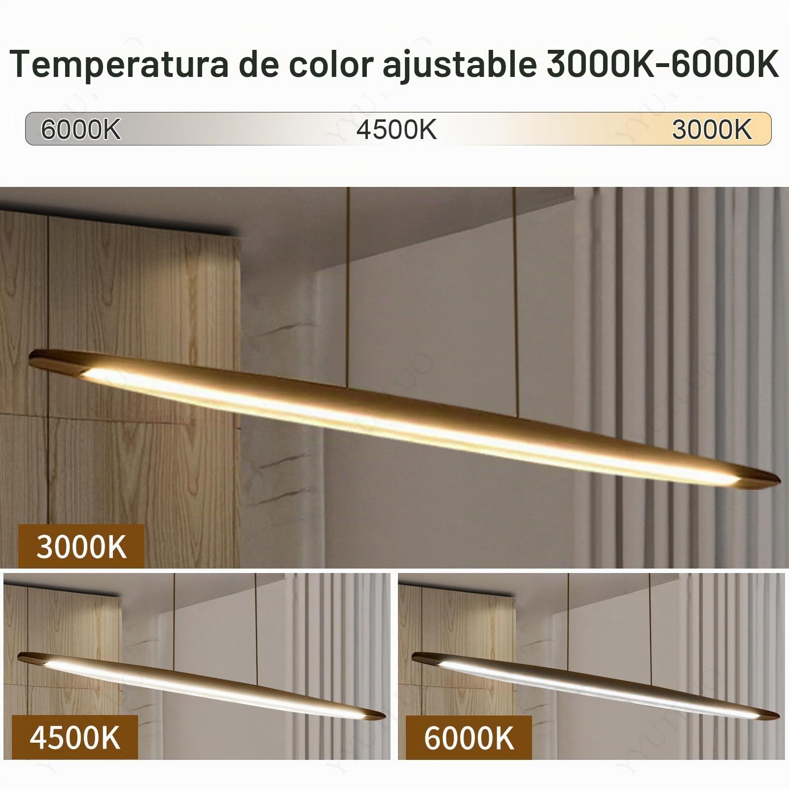 Lámpara Colgante De Madera LED, Lámpara Colgante Para Mesa Comedor, Marrón Regulable Con Control Remoto, Candelabro Altura Ajustable Diseño Lineal Moderno Candelabro Para (100cm)