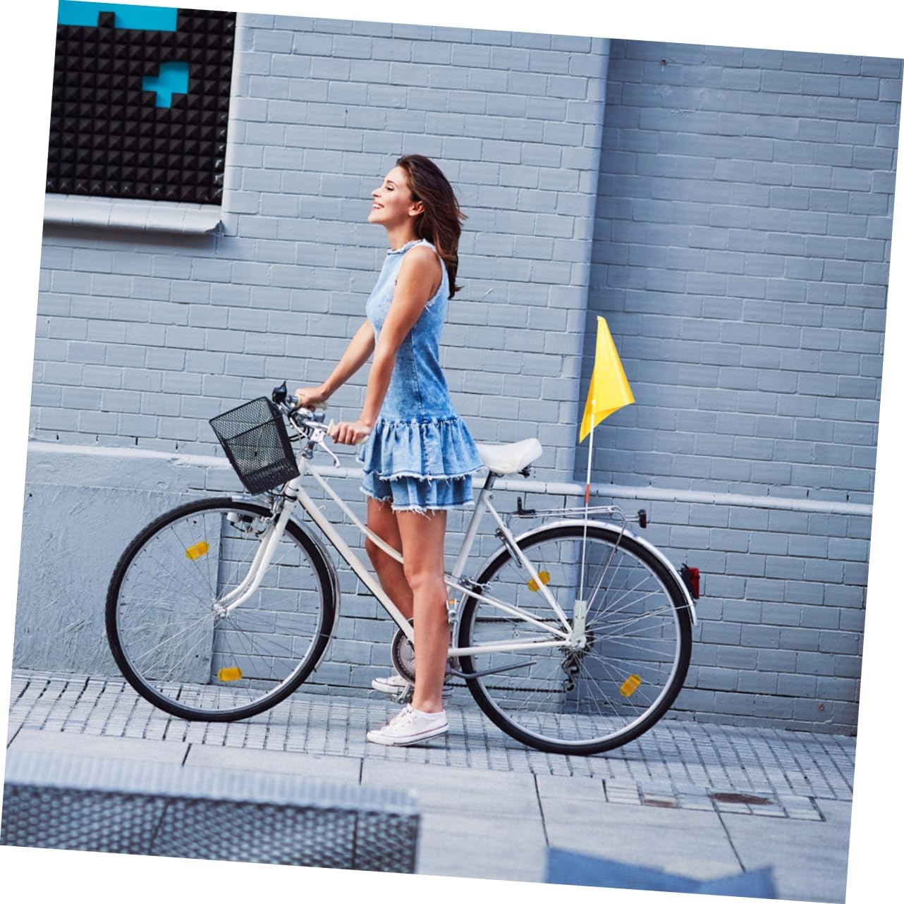 balacoo 10pcs Bicycle Safety Flag Kit Fiberglass Poles Reflective Flags Bike Accessories Bike Ornament