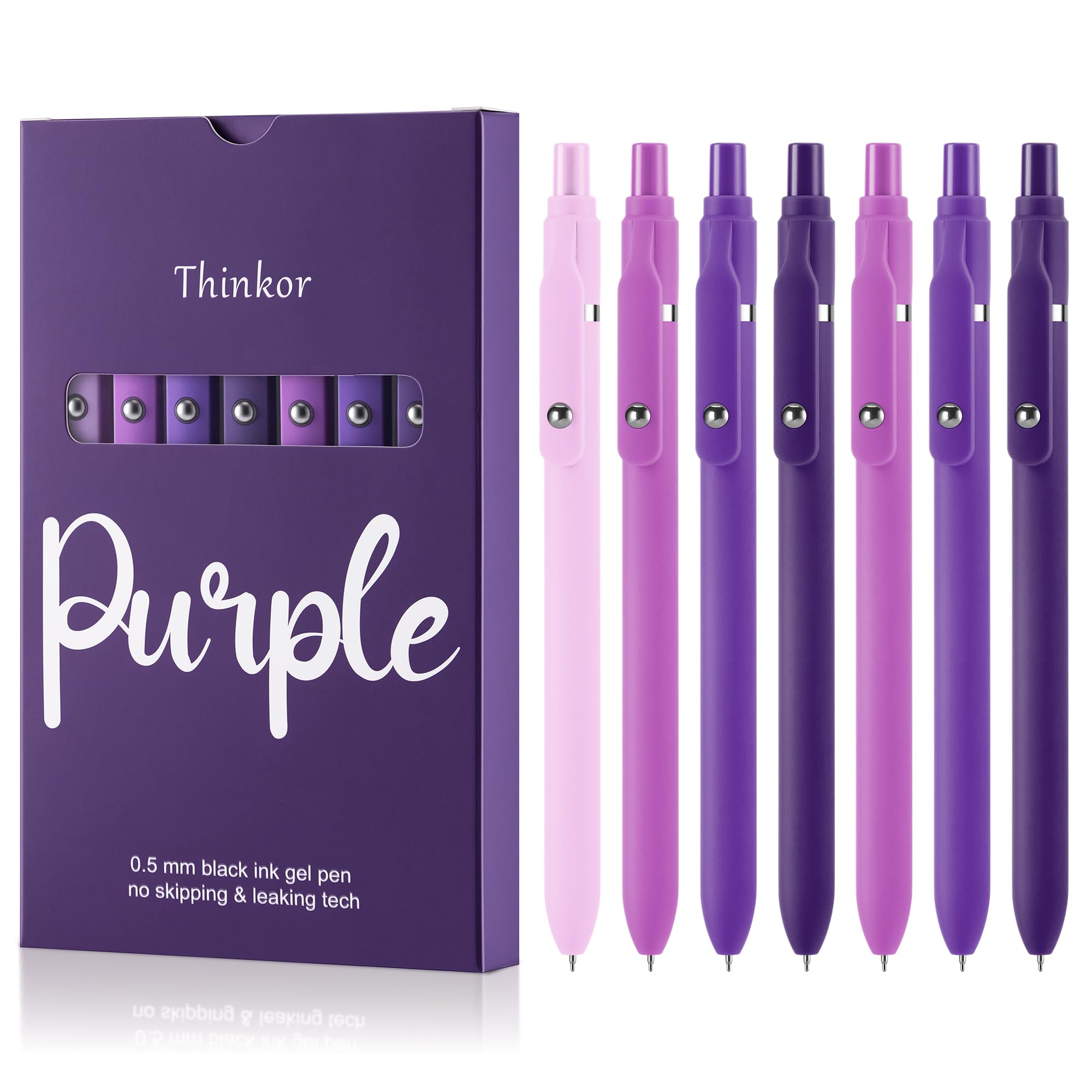 Photo 1 of thinkor Gel Pens Black Ink, 7 Pcs 0.5mm Quick Dry Fine Point Smooth Writing