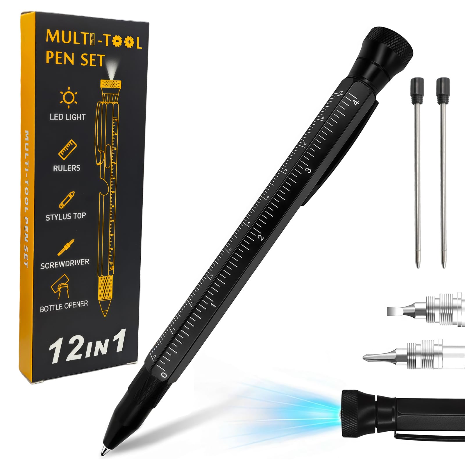 Gifts for Men, Valentines Gifts for Him, 12 in 1 Multi Tool Pen, Mens Gift for Dad, Valentines Gift for Boyfriend/Husband, Father's Day, Anniversary Presents Cool Gadgets