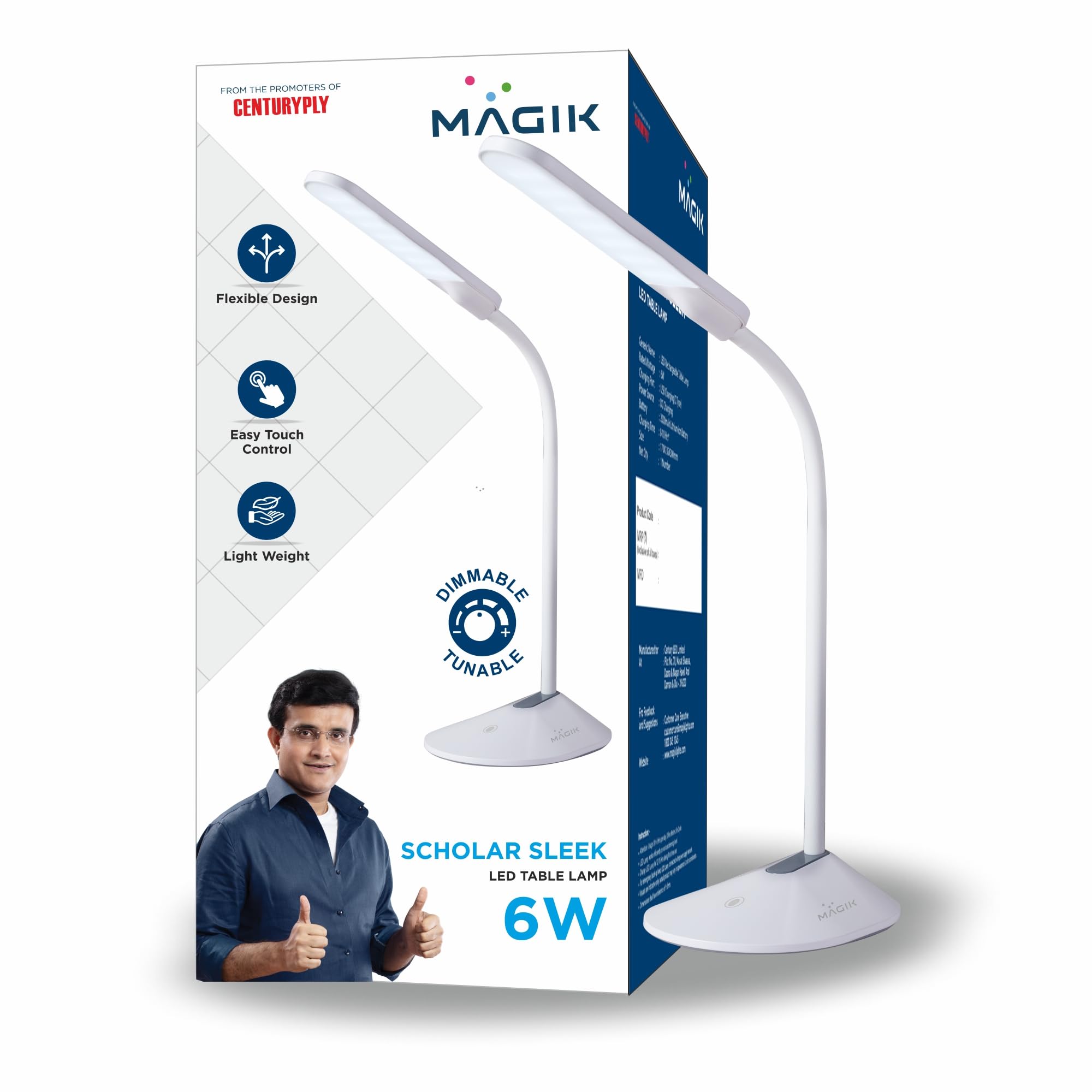 MAGIK Scholar Sleek 6W Table Lamp for Study, with Dimming & Tunable facillity | Flexible Design | 3 in 1 Color Changing (Cool White/Neutral White/Warm White) | Reachargable lamp (Pack of 1)-image-38