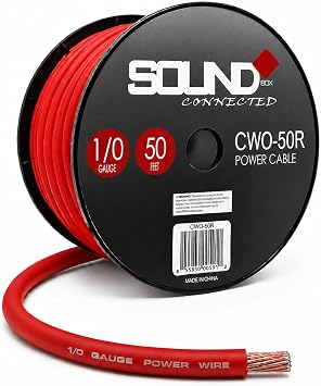 SoundBox Connected 0 Gauge 50 Wire UltraFlex Amplifier Power/Ground Cable, Red