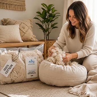 Fluffy 100% Raw Cotton Fiber 4 Pack, 4 lb Total (1 lb Each)