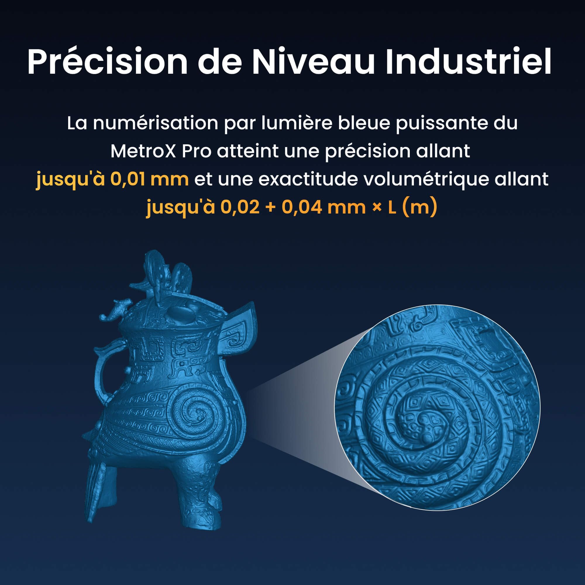 Revopoint MetroX Pro Scanner 3D pour l'Impression 3D, Précision Industrielle 0,01mm, 4 Modes de Scan, Partage d'Écran, Couleurs Complètes, pour Rétro-ingénierie & Modélisation, STANDARD