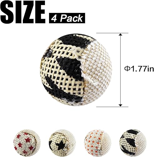 Miniatura 2 de Pelotas de lona para gatos, juguetes para gatos de interior, juguetes interactivos para masticar para gatos y gatitos, paquete de 4