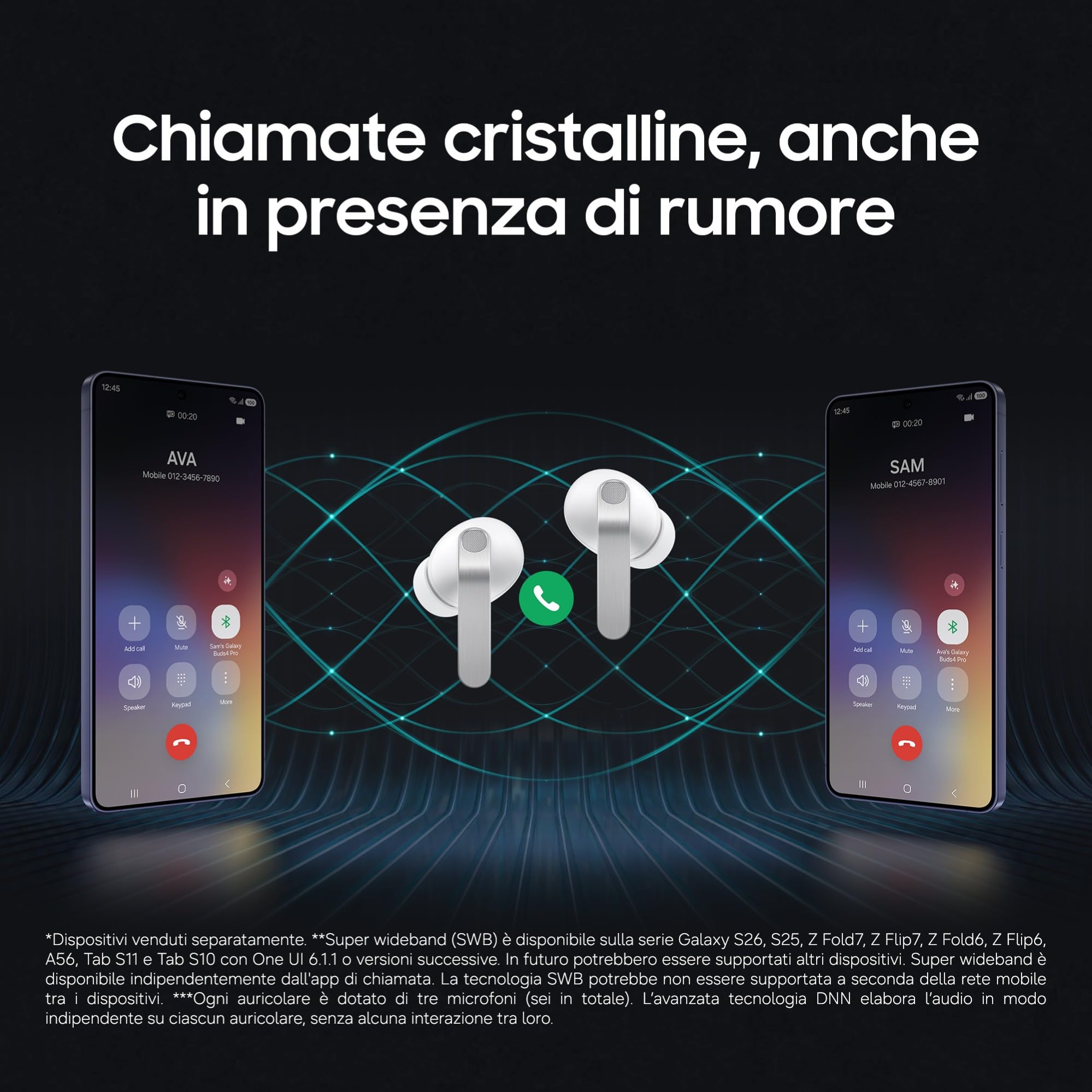 Samsung Galaxy Buds4 Pro Black, Altoparlante a 2 Vie, Doppio Amplificatore, Chiamate Cristalline, Audio 360°, ANC Migliorata, Controllo Adattivo Rumore, Galaxy AI con Comandi Vocali