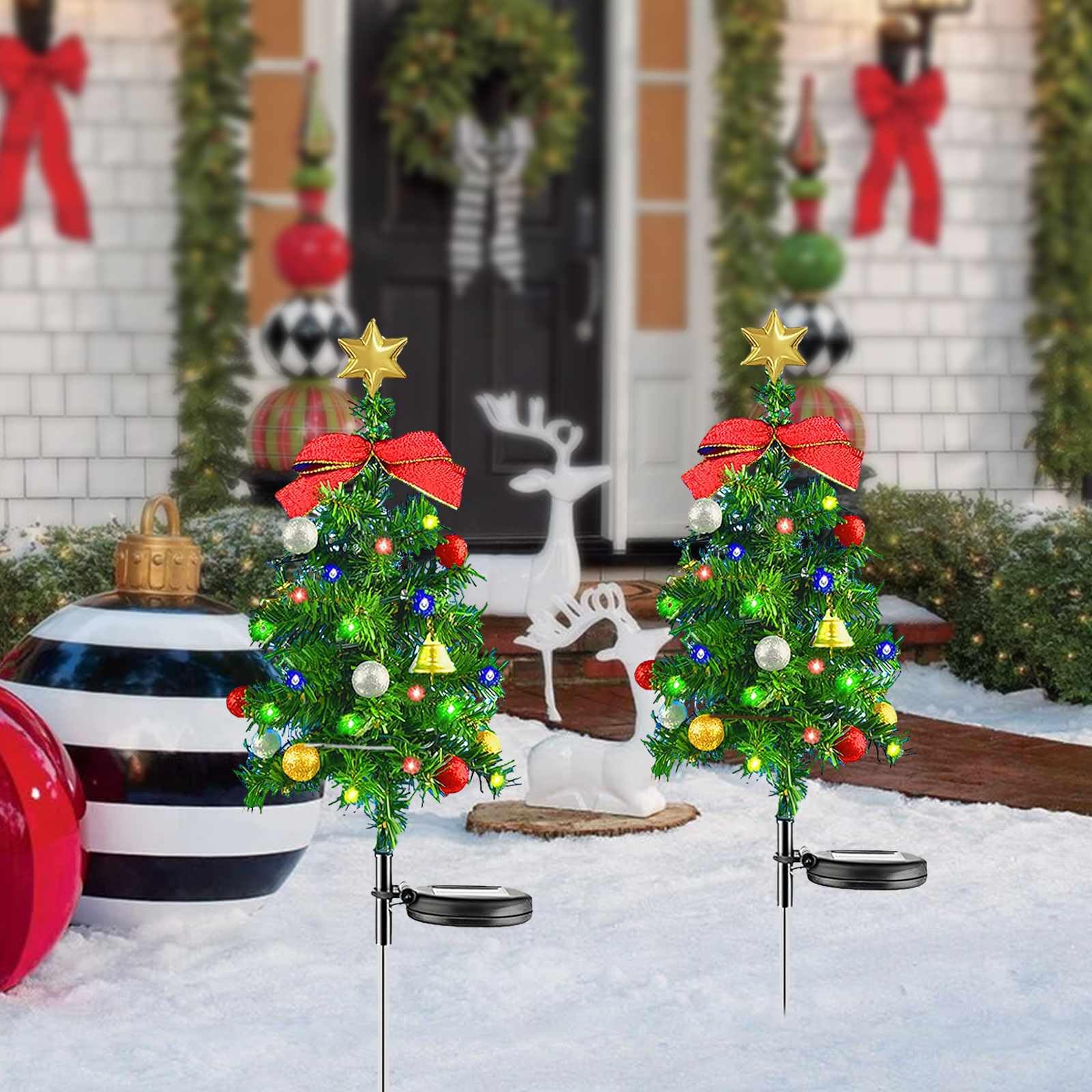2 Stück Solar-Weihnachtsbaum Lichter – Solarbetriebene Dekoration Für Garten & Terrasse