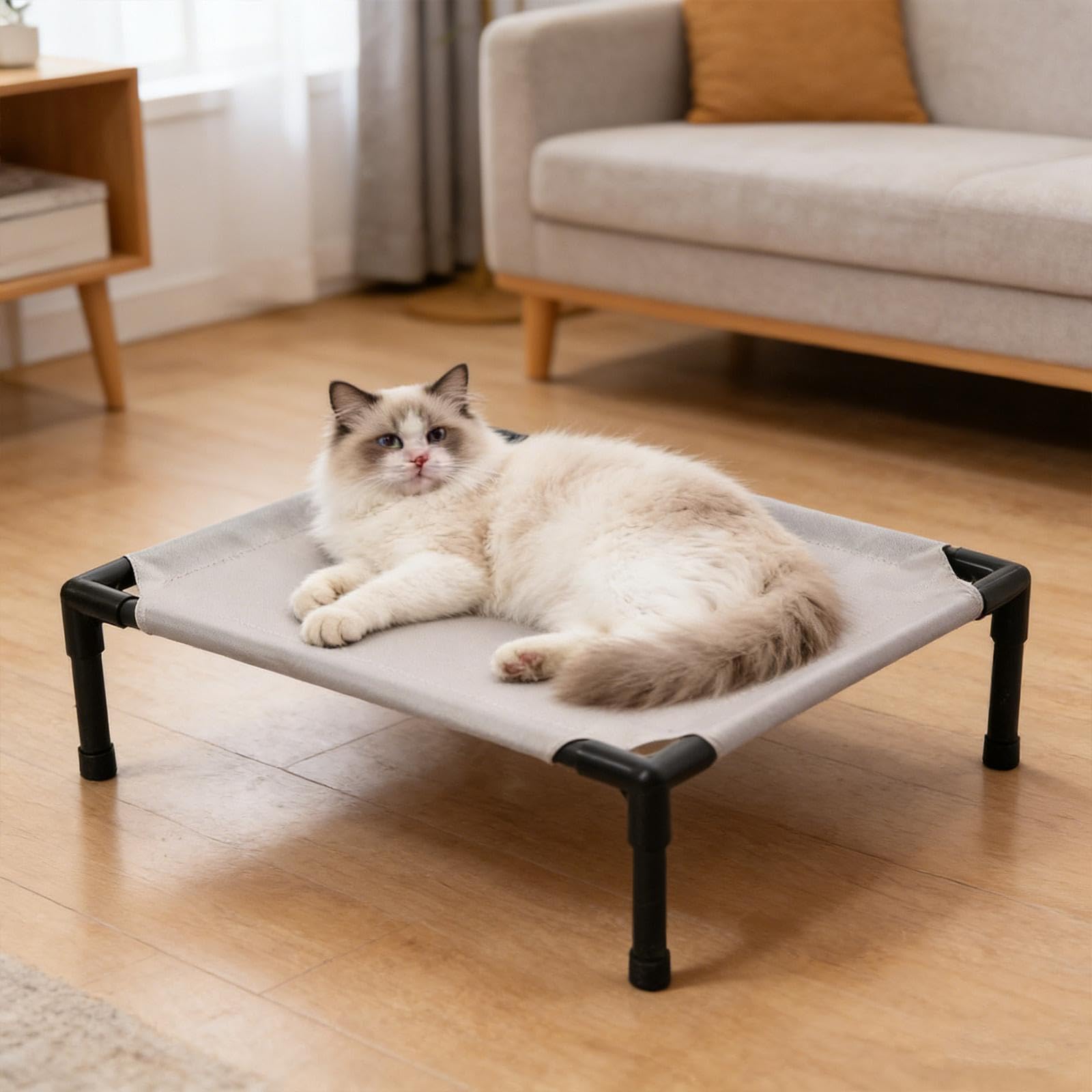 Cama Elevada para Mascotas con Base Elevada Tejido Transpirable Diseño Portátil Y Fácil de Limpiar Recomendada para El de Gatos Y Perros