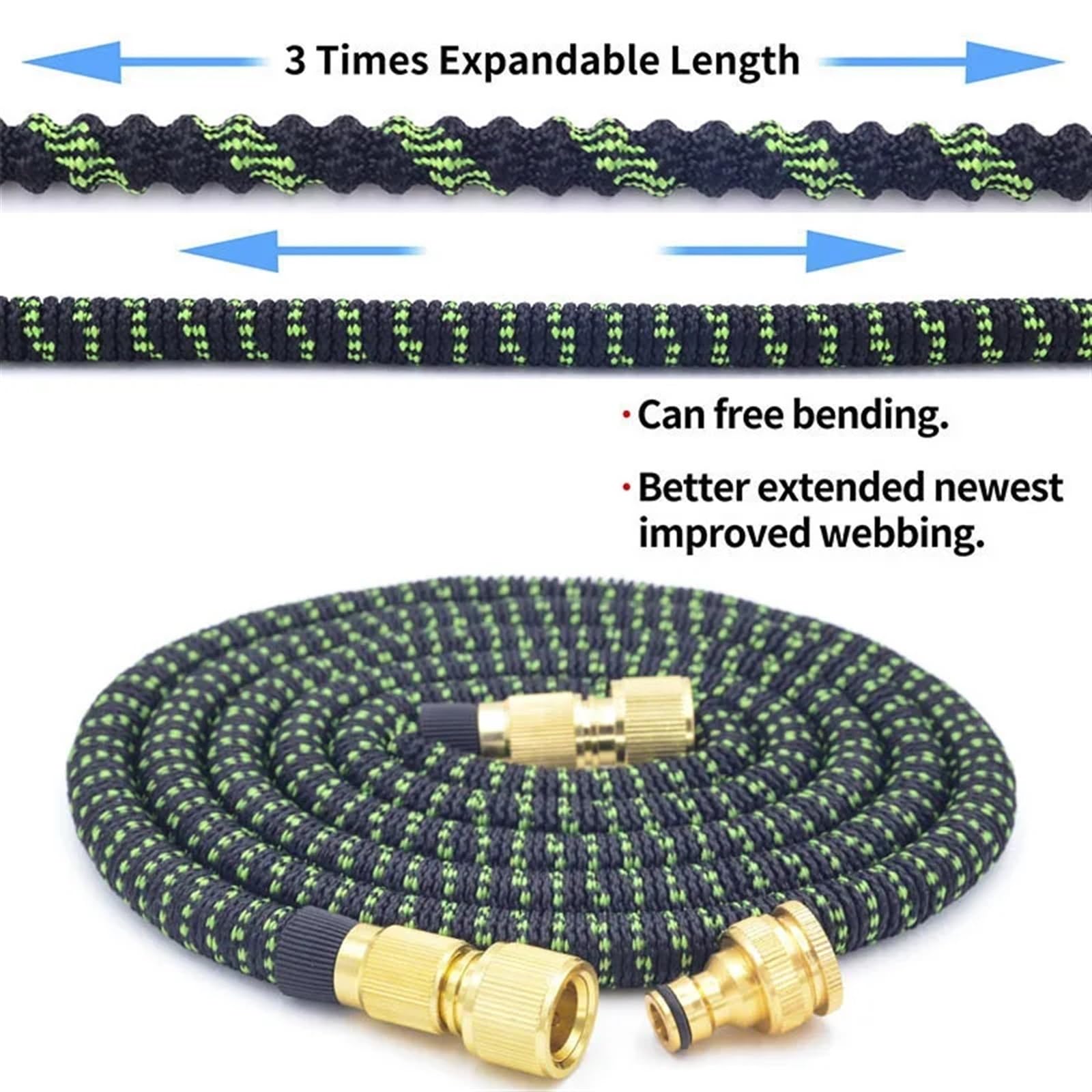 Manguera Jardin Manguera de jardín Manguera de riego Extensible Manguera de Agua Flexible Manguera de jardín for Lavado de Autos (Color : BG with Foam Pot, Size : 75ft)