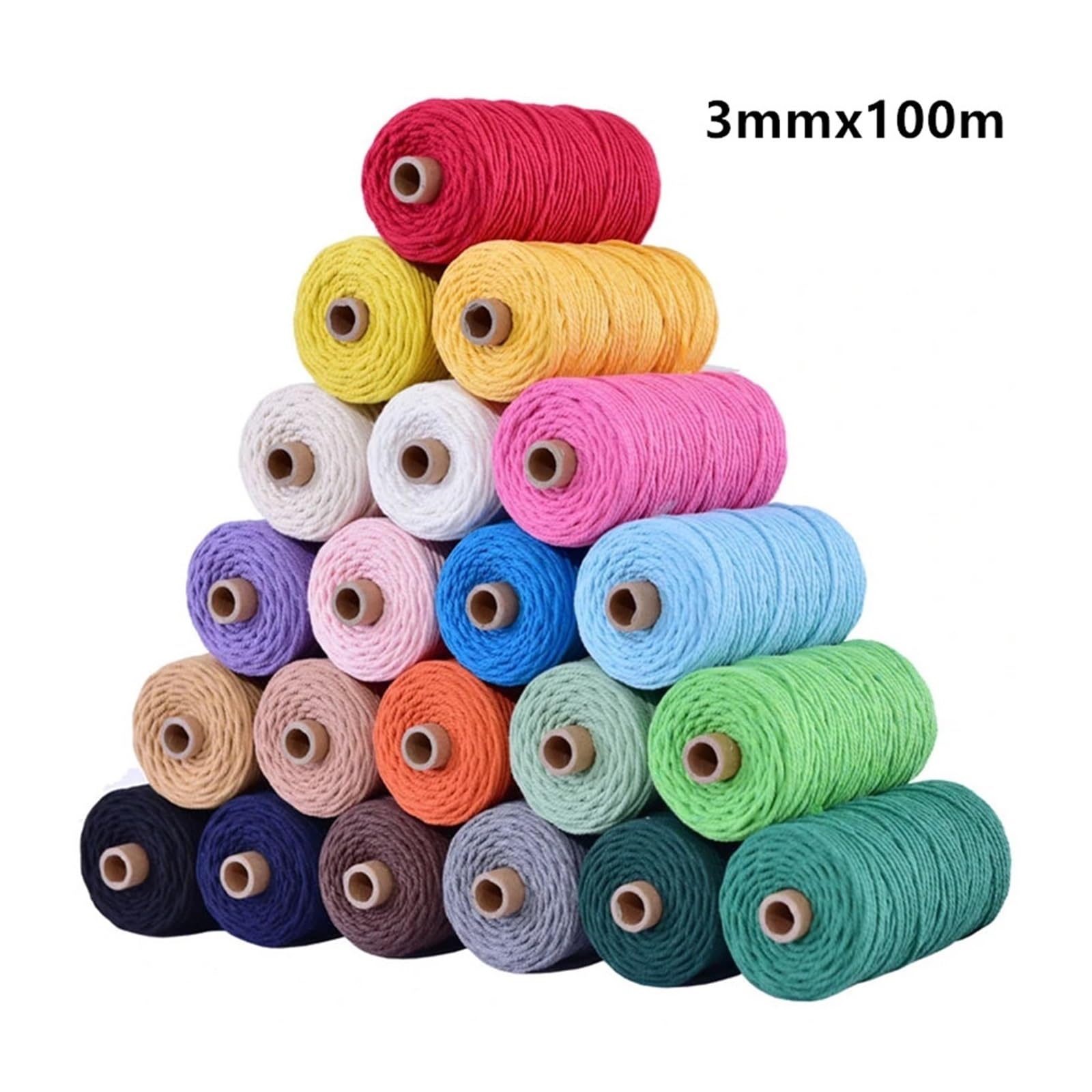 Lina, pleciona lina, 3mm * 100m wielokolorowa lina bawełniana DIY ręcznie tkany sznurek gobelinowy(Light Green)