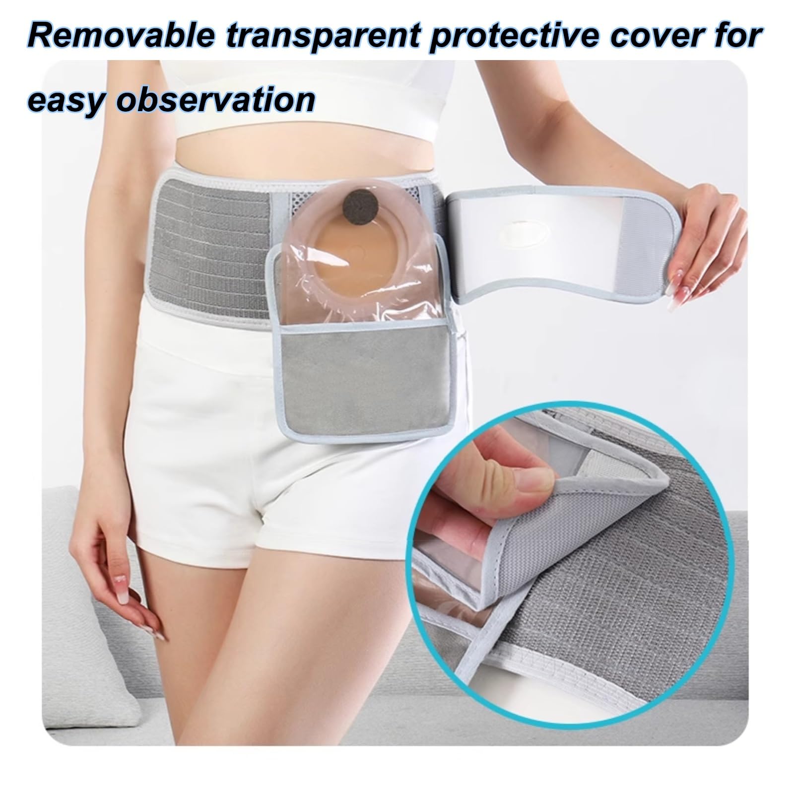 Cintura per Stomia Tagliabile, Fascia Ernia Ombelicale in Cotone per Uomo, Cintura per Colostomia, Fascia Elastica Addominale Femminile, Diametro Stoma 4-9 Cm(L)