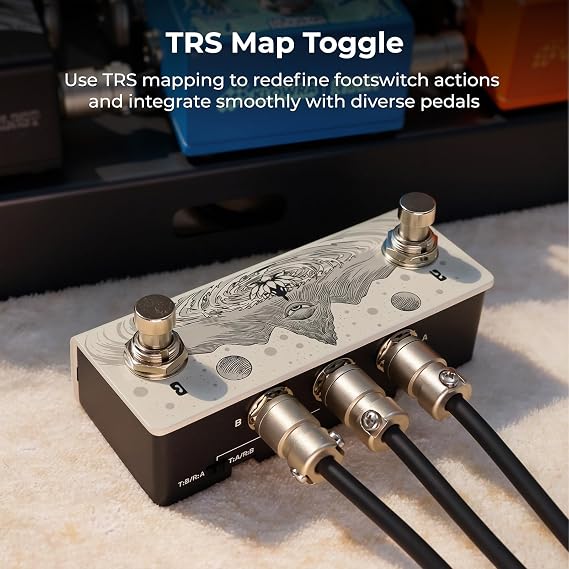 Animus Dual Momentary Footswitch Controller for Guitar Pedals, 1TRS&2TS Outputs to Control Up to 3 Pedals, Passive TRS A/B Mapping Switch, Includes TRS Cable(Animus Khaki)