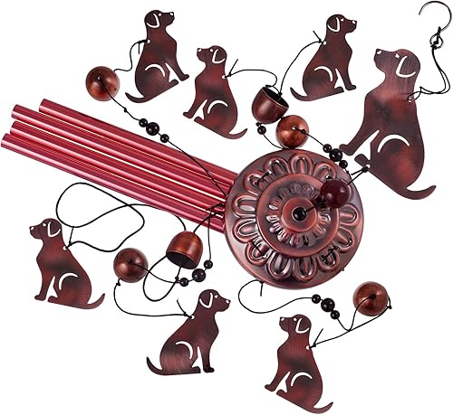 Miniatura 4 de Campanillas de viento para perros para decoración de exterioresinteriores, con gancho, 6 campanas para 7 perros, campanilla de viento conmemorativa,