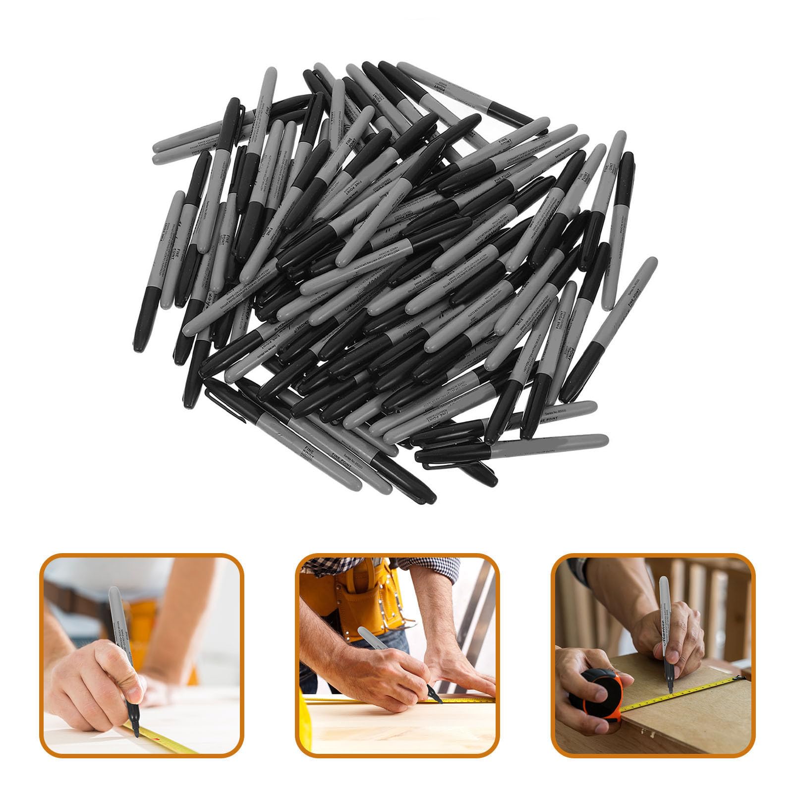 Veemoon 100 Pièces Marqueurs Permanents à Pointe Fine, en Plastique, Rechargeables, Séchage Rapide, Adaptés pour Écriture sur Métal et Murs en Chantier,