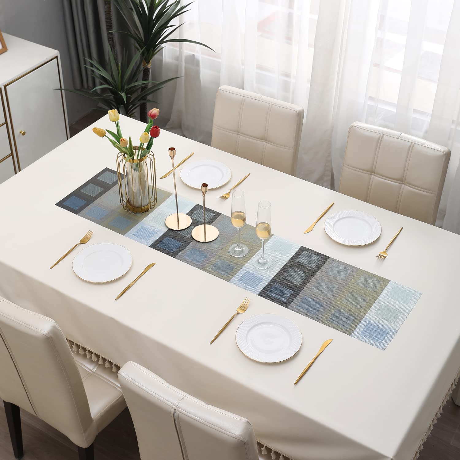 HOKIPO Geometric Grey Placemats - Set of 6 -8