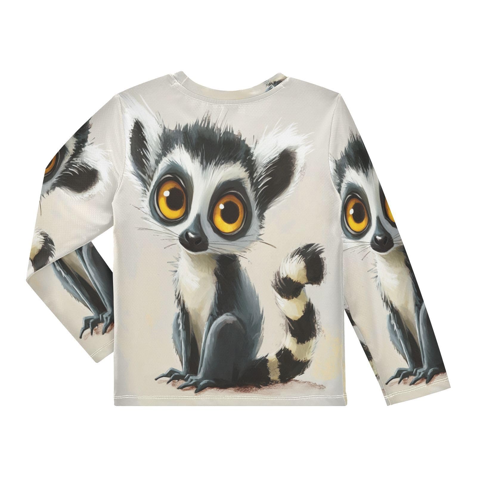 Cute Lemur Beige Rash Guard Shirt for Boys Sun Protection Shirt for Kids Toddlers UPF50+ 7-8T