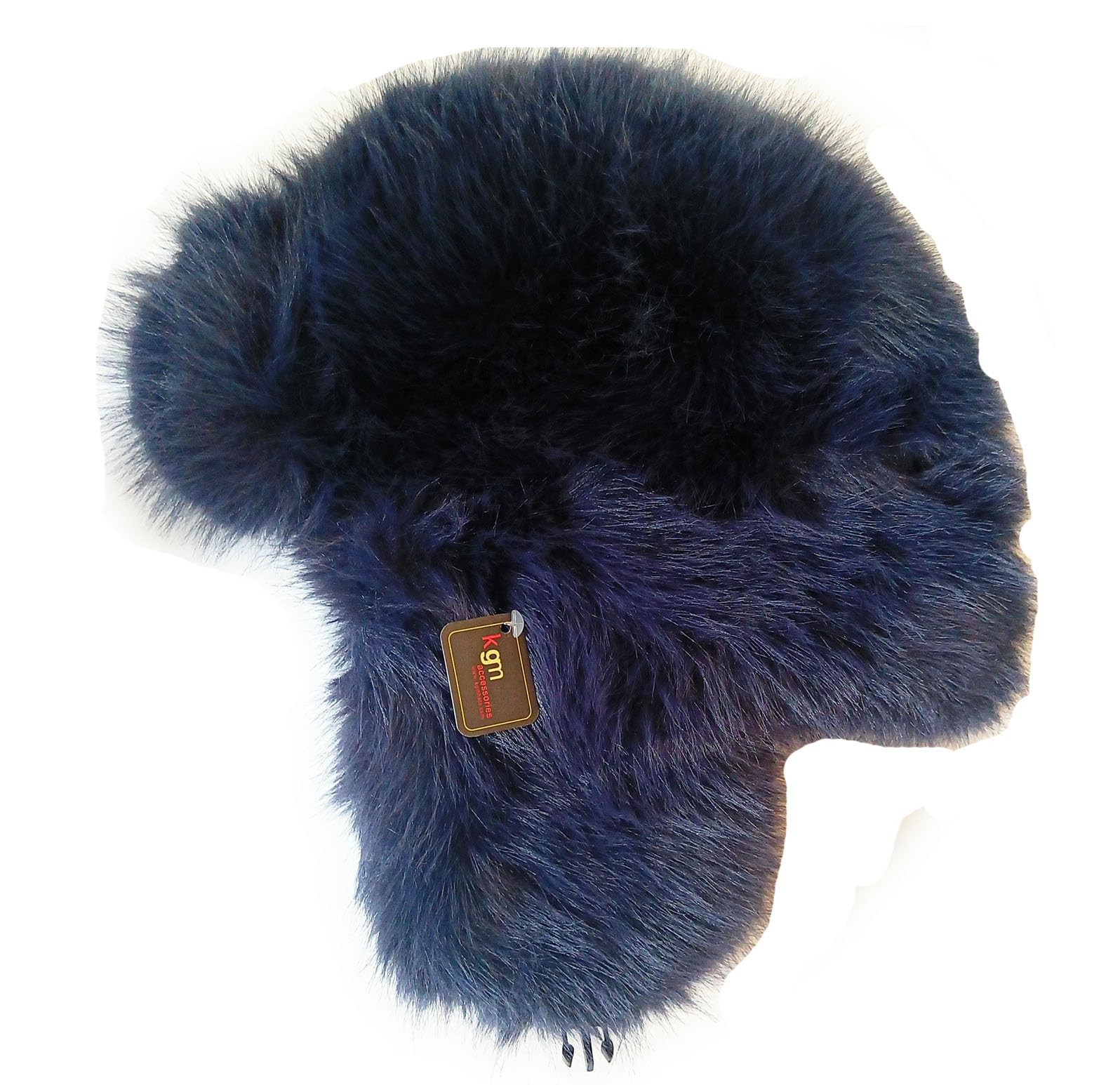 KGM Accessories New Super Fluffy Trapper Hat Soft Fleecy Faux Fur hat - Womens Mens Winter Hats (UK, Alpha, One Size, Navy)