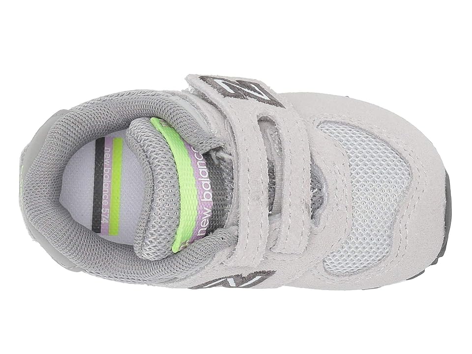 

New Balance Kids 574 Summer Shore (Infant/Toddler) (Summer Fog/Bleached Lime Glo) Girls Shoes, Gray